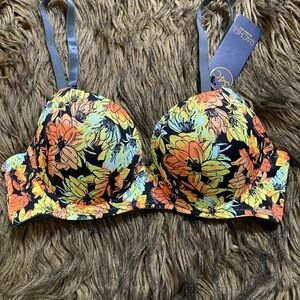 RACHEL Rachel Roy Floral Bra - Black, Orange, Yellow